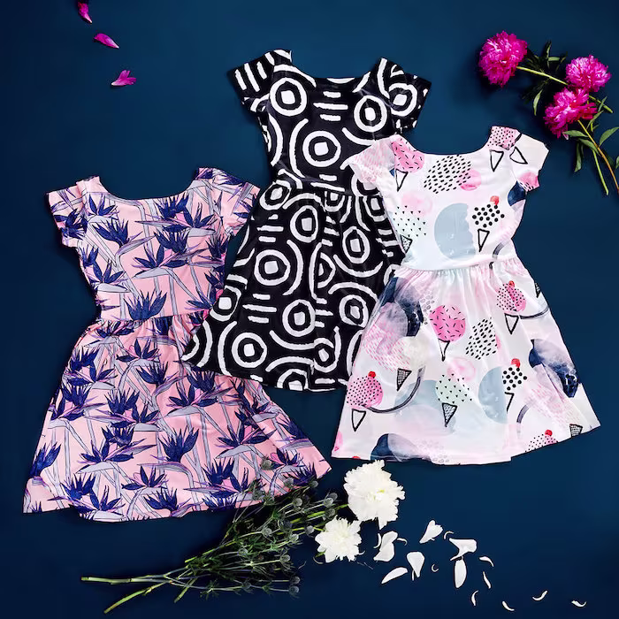 Modern Jersey fabric styled to showcase its modern, wearable versatility