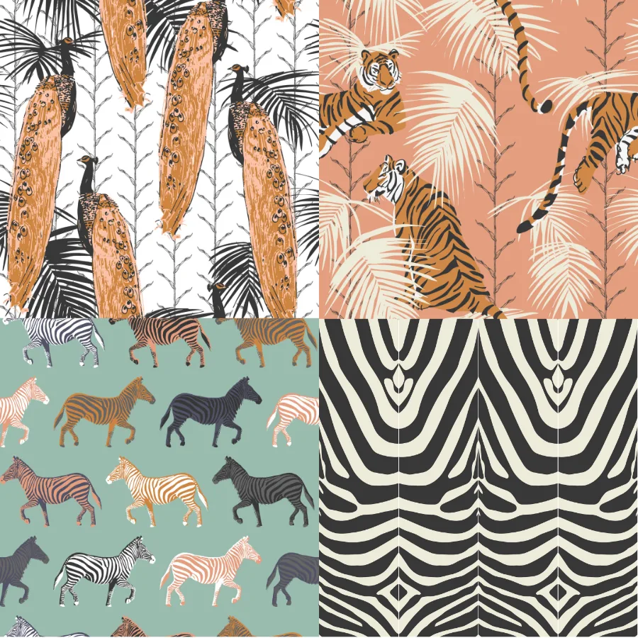 A grid of 4 animal print designs from booboo_collective