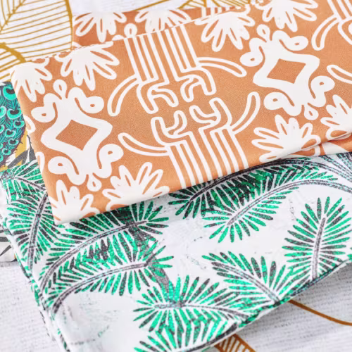Orange, white, and green bohemian fabric napkins