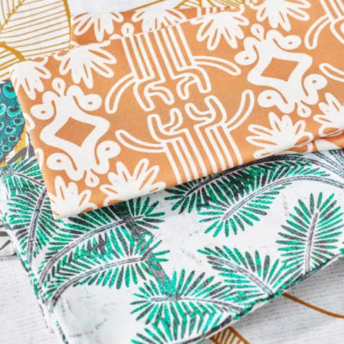 Orange, white, and green bohemian fabric napkins