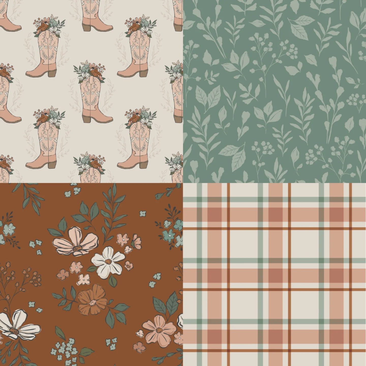 A grid of 4 Western designs from cateandrainn