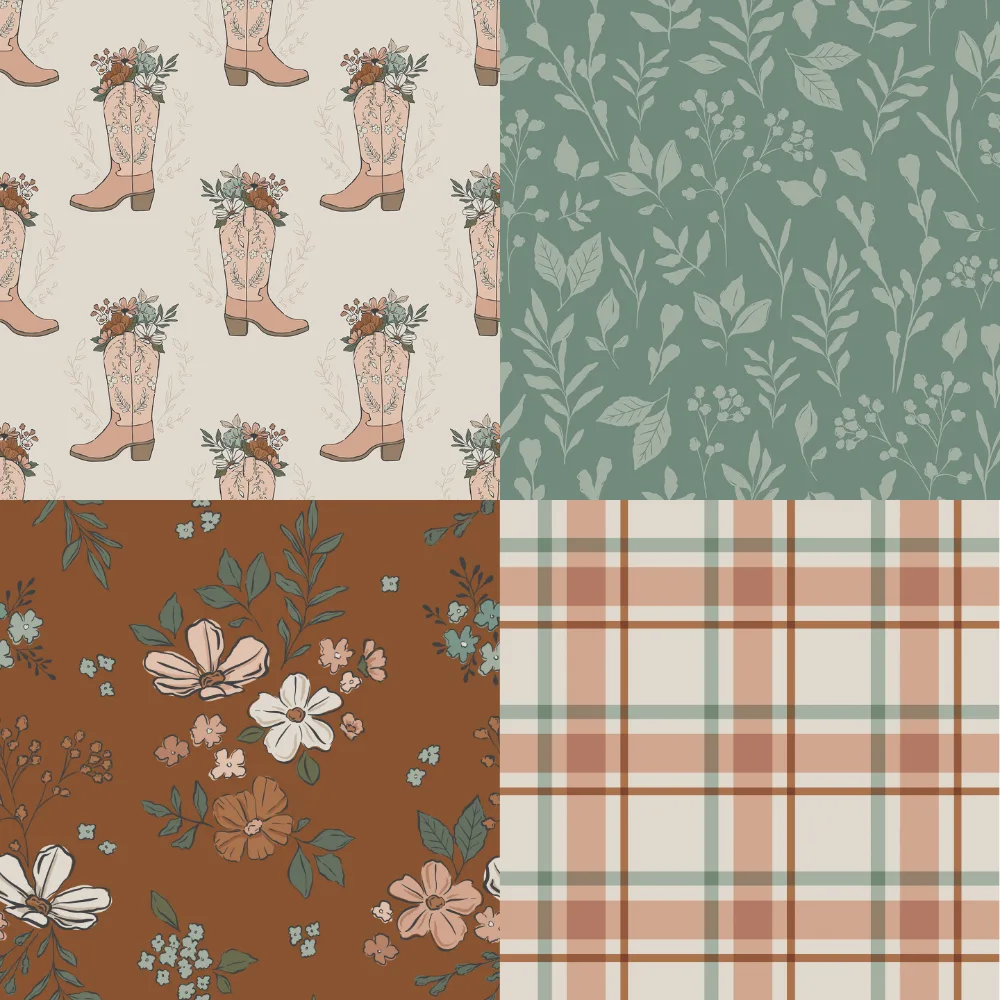 A grid of 4 Western designs from cateandrainn