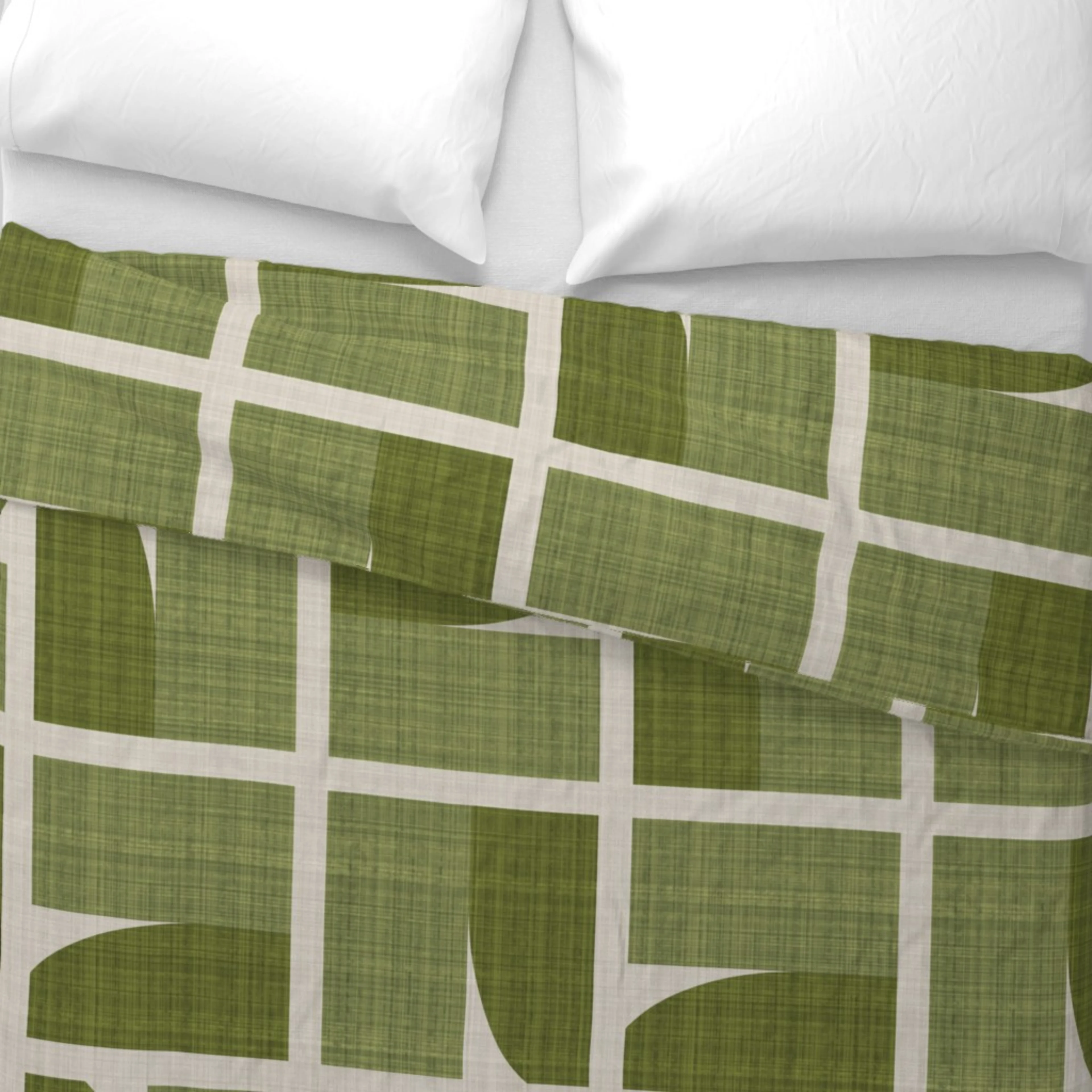 Minimal Cream and Olive duvet cover