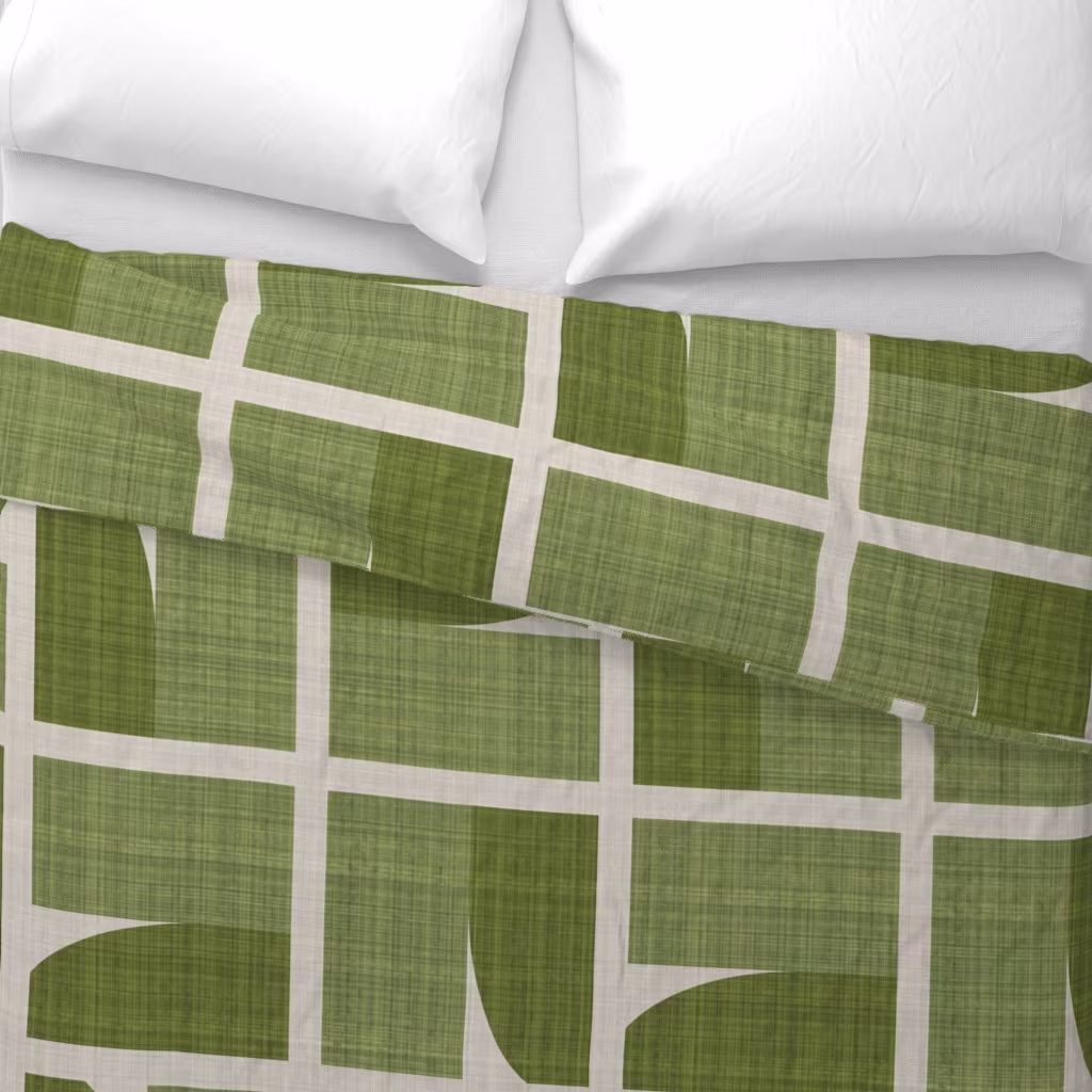 Minimal Cream and Olive duvet cover