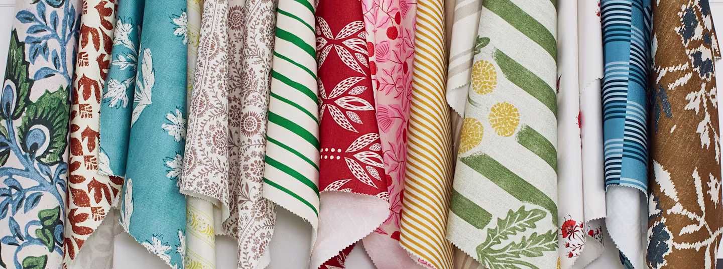 Image of fabric swatches grouped by color