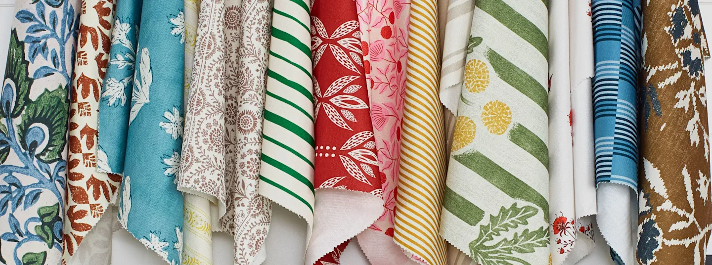 Image of fabric swatches grouped by color