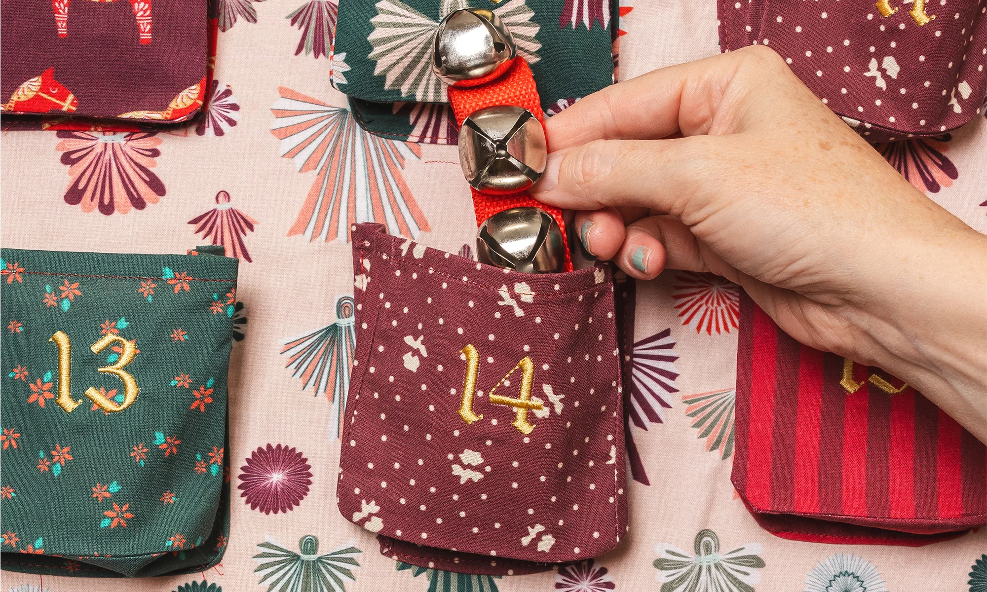 Handmade fabric advent calendar.