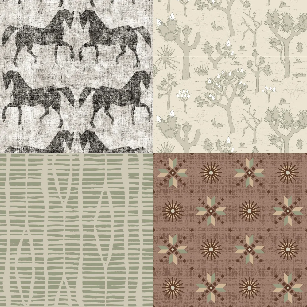 A grid of 4 western designs from apostrofodesign