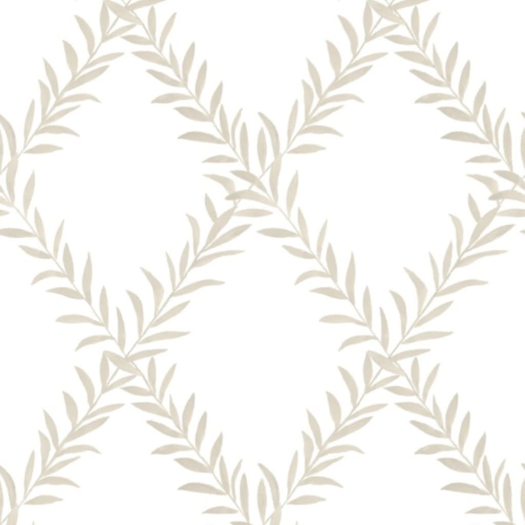 Custom Erin Leafy Trellis beige leafy trellsi on white Wallpaper by danika_herrick