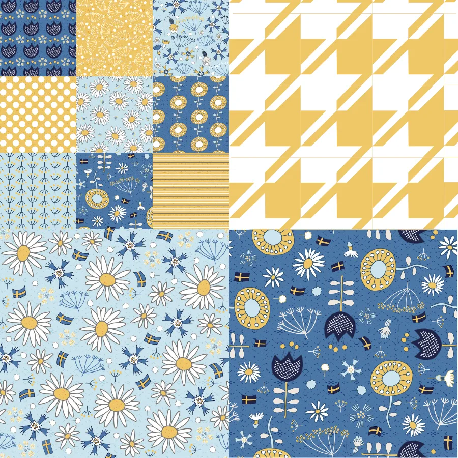 A grid of 4 patchwork designs from colorofmagic
