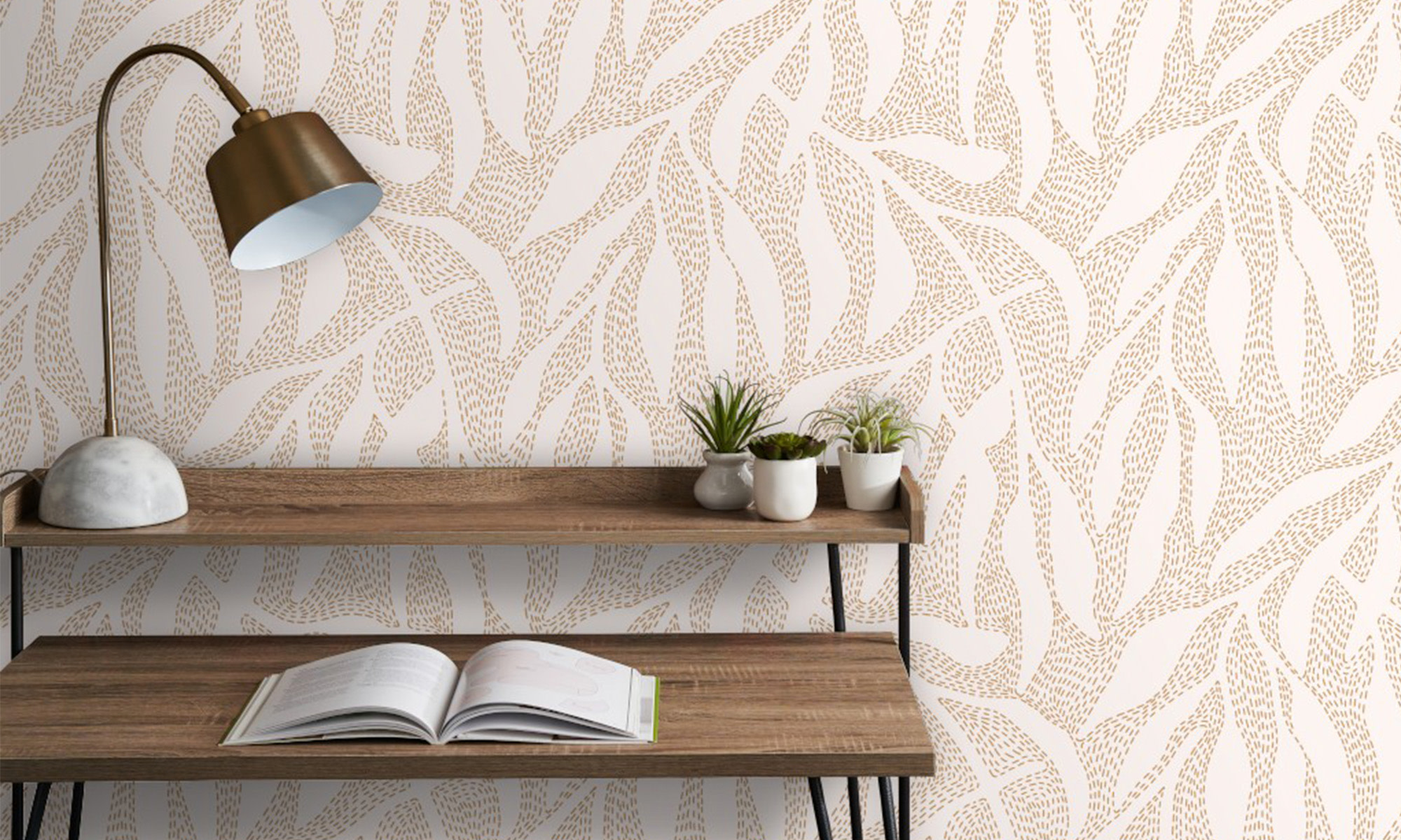 Minimal branches Wallpaper by vivdesign behind a desk