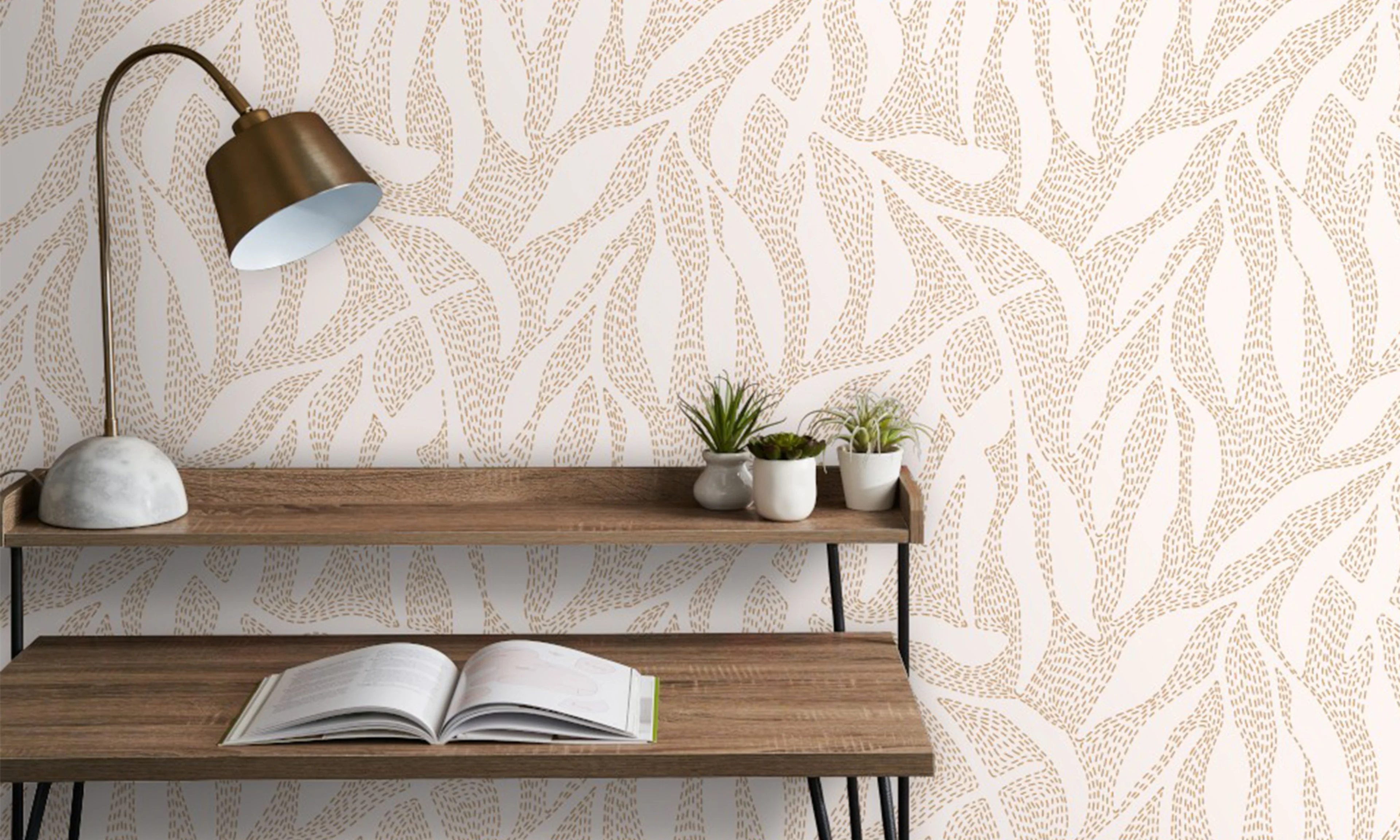 Minimal branches Wallpaper by vivdesign behind a desk