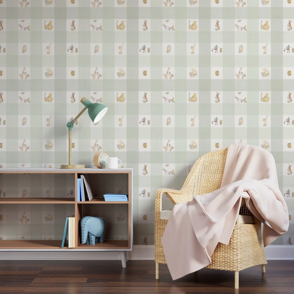 Gingham winnie the pooh wallpaper