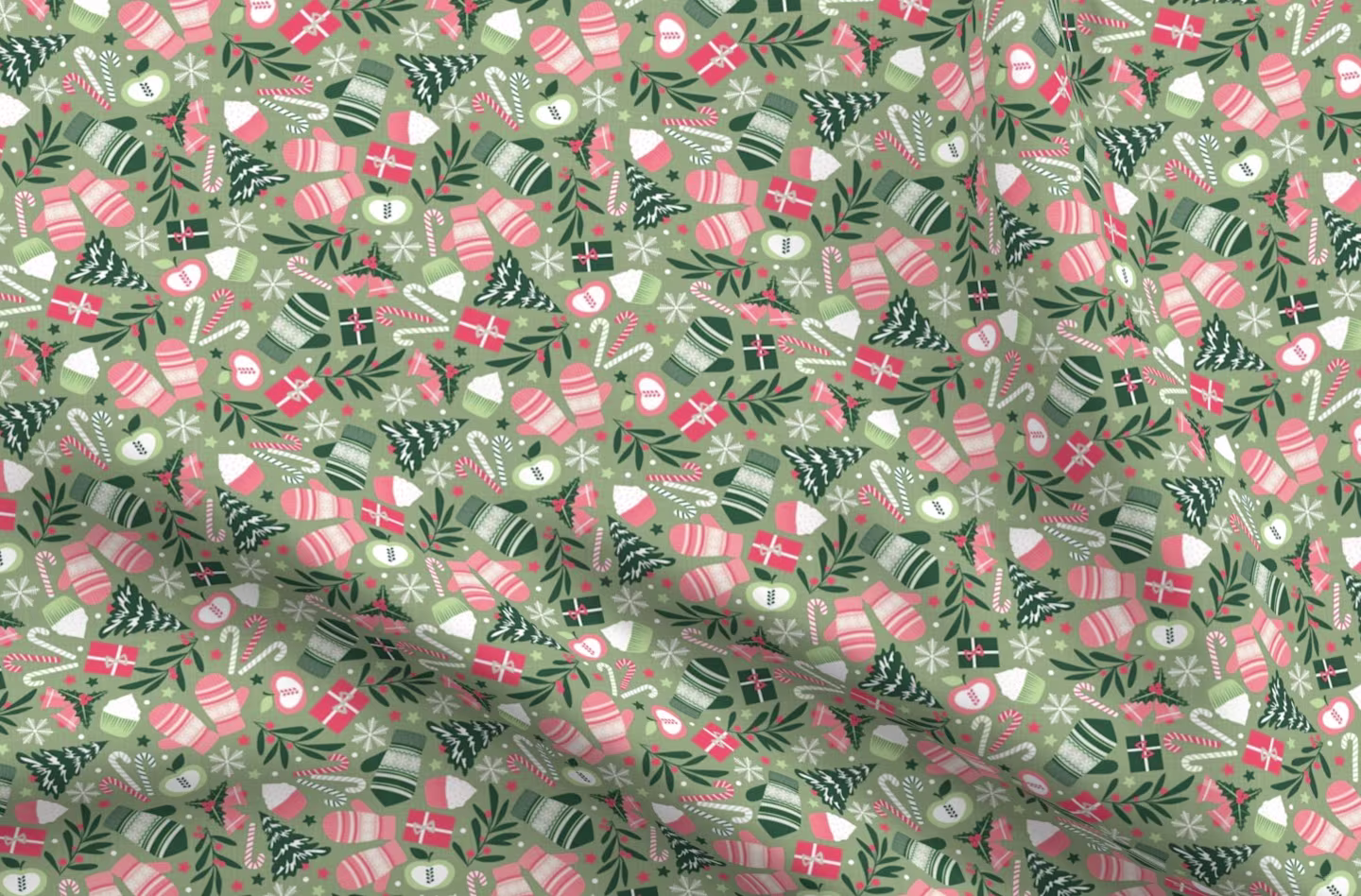 Ditsy Christmas Holiday Sage by anzela