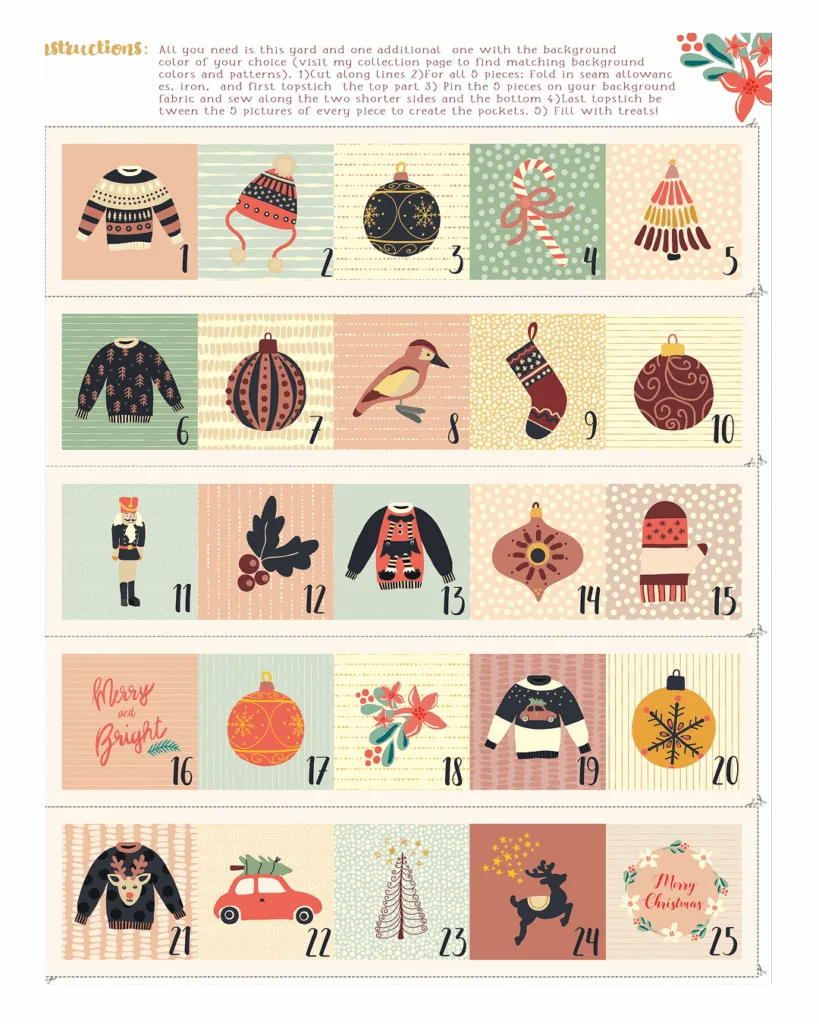 Cut and Sew Advent Calendar Fabric Yard Project by sandra_hutter_designs