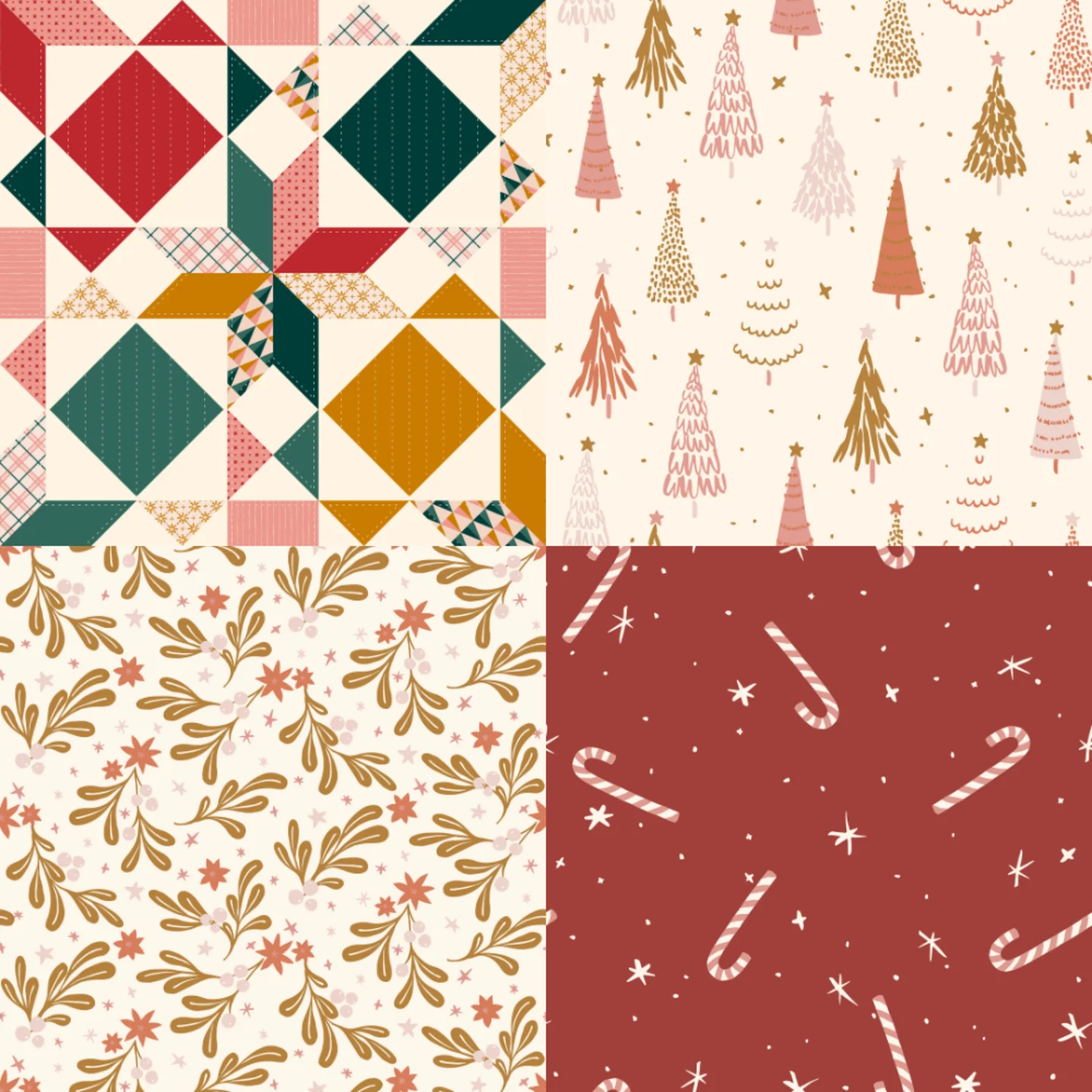 A grid of 4 Christmas designs from softly_studio