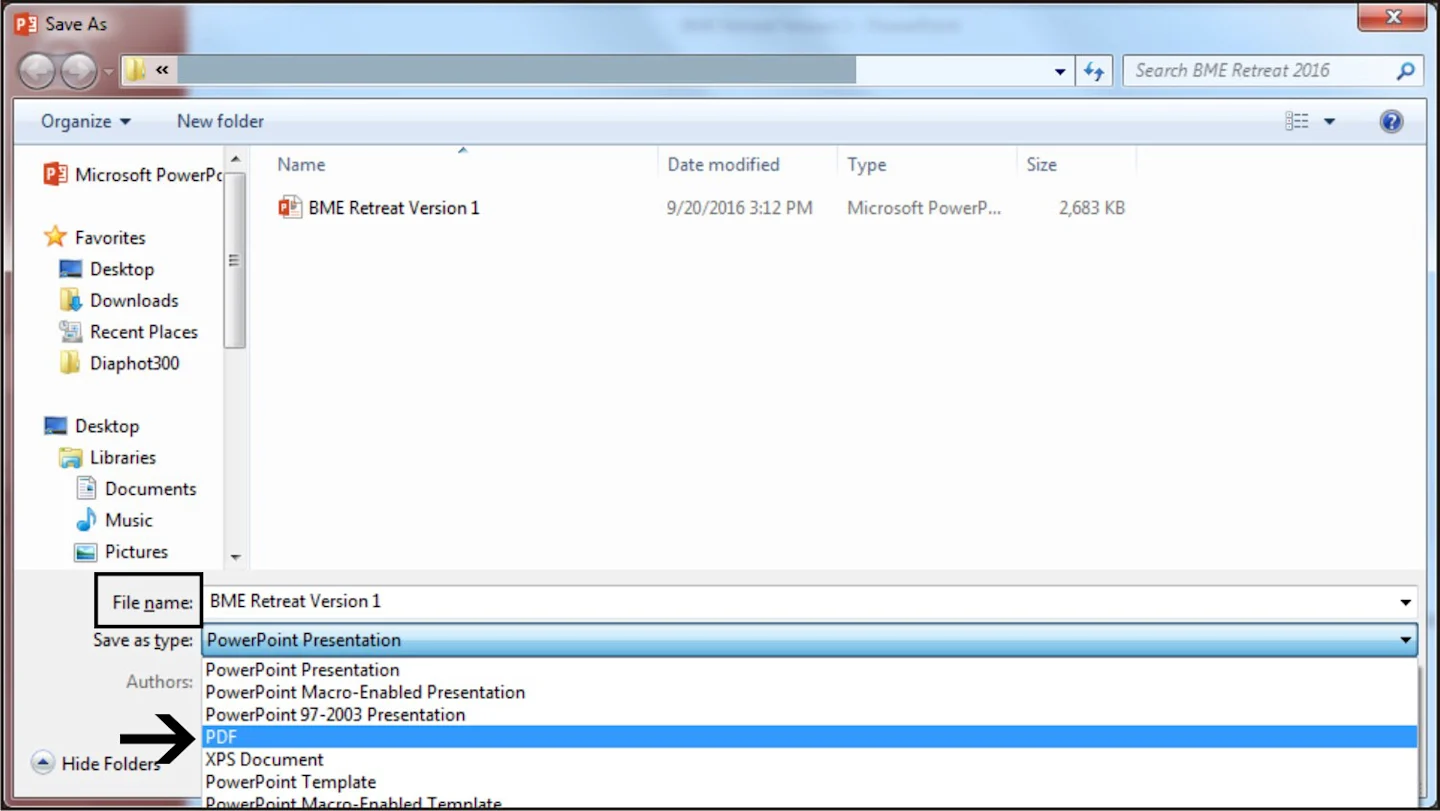Saving the poster to save as a PDF.