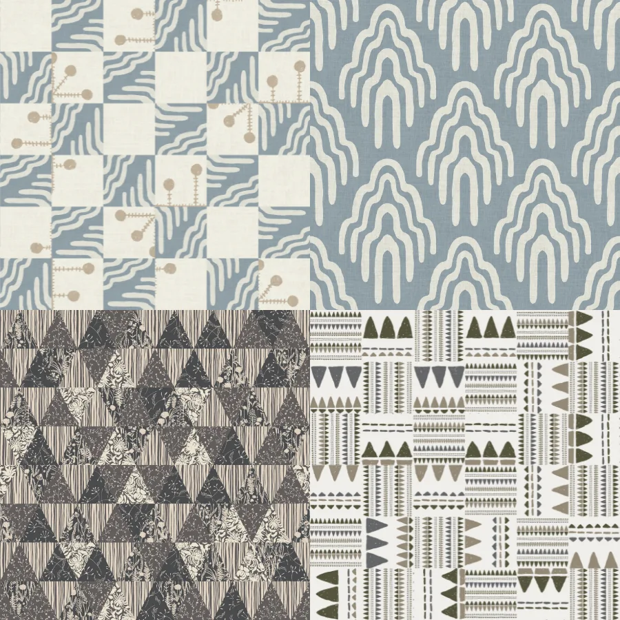 A grid of 4 patchwork designs from aniamalt