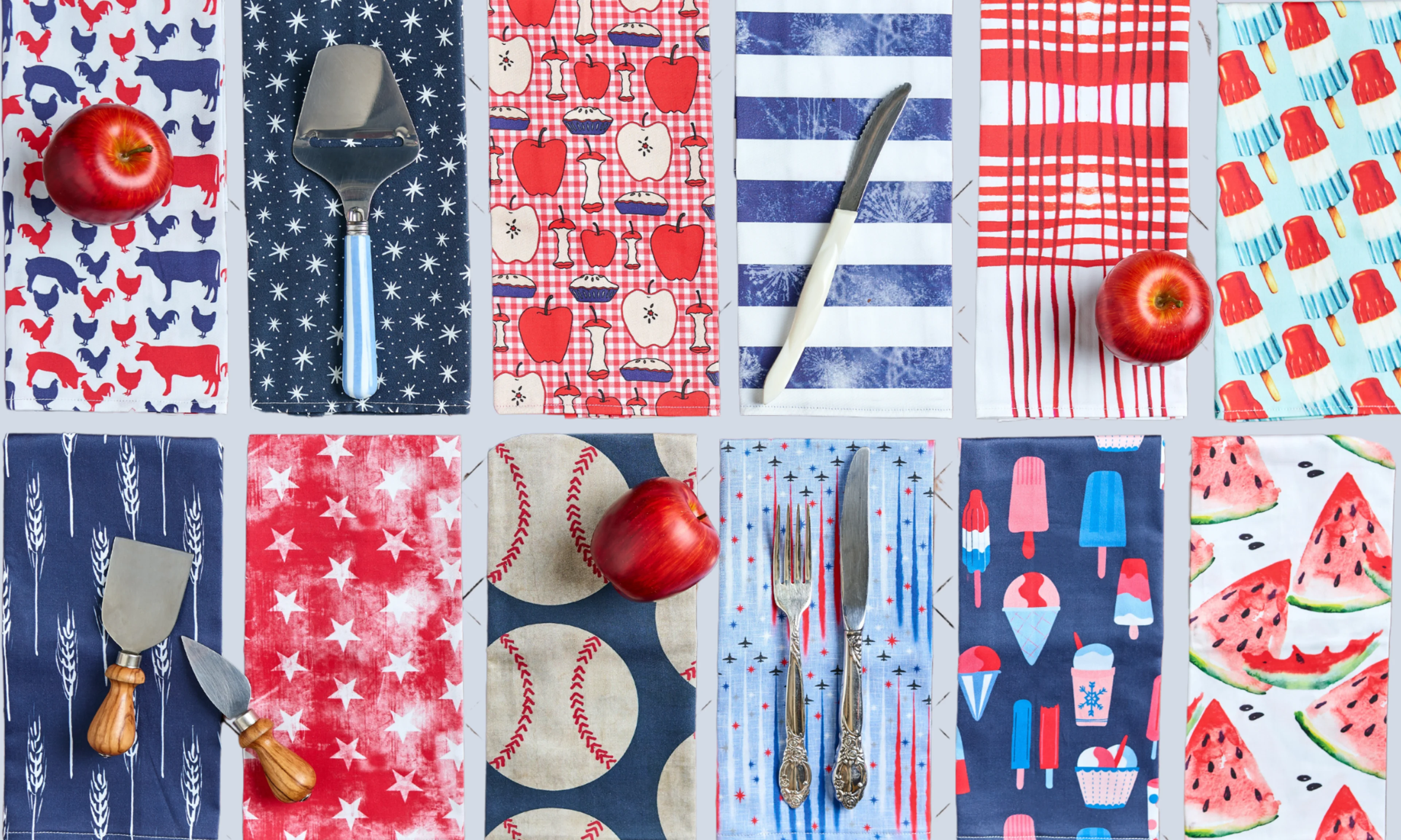 Red white and blue fabric designs