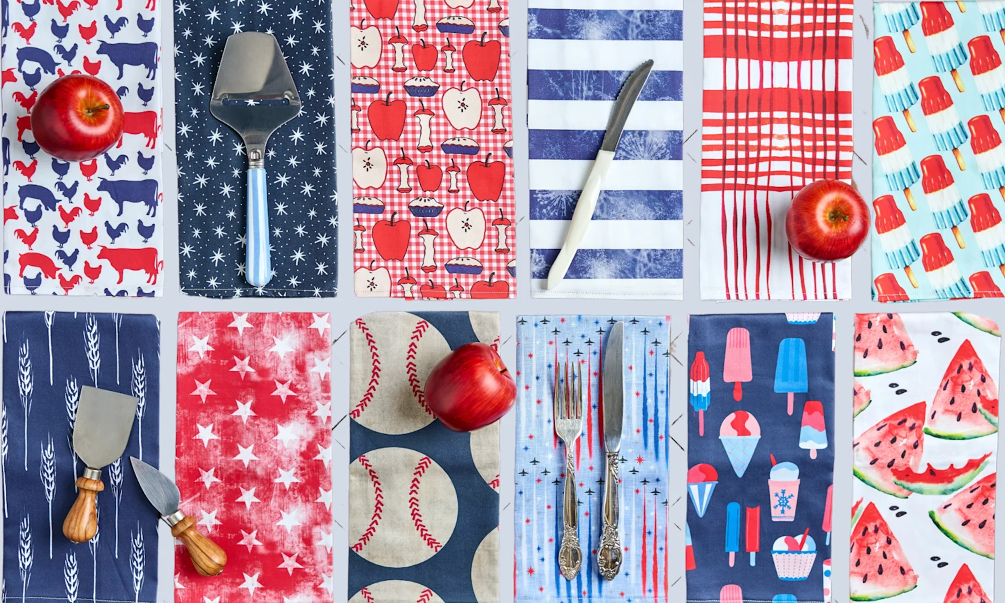 Red white and blue fabric designs