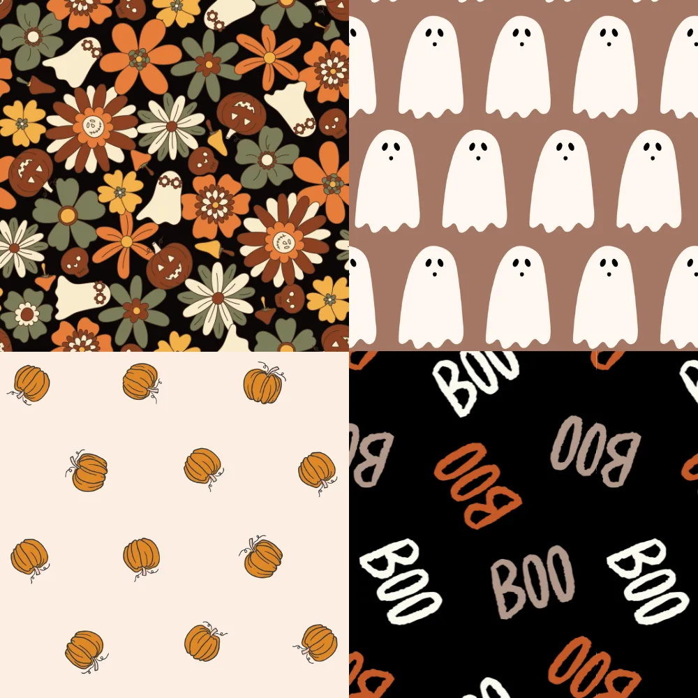 A grid of 4 Halloween designs from Softly_Studio