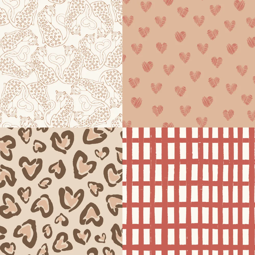 A grid of 4 Valentine's Day designs from hufton_studio