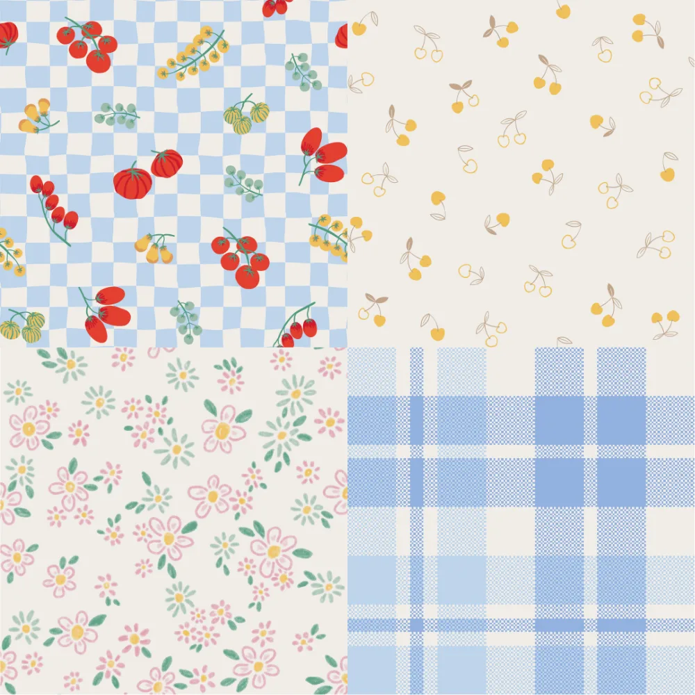 A grid of 4 farmer's market designs from alexandra_weise