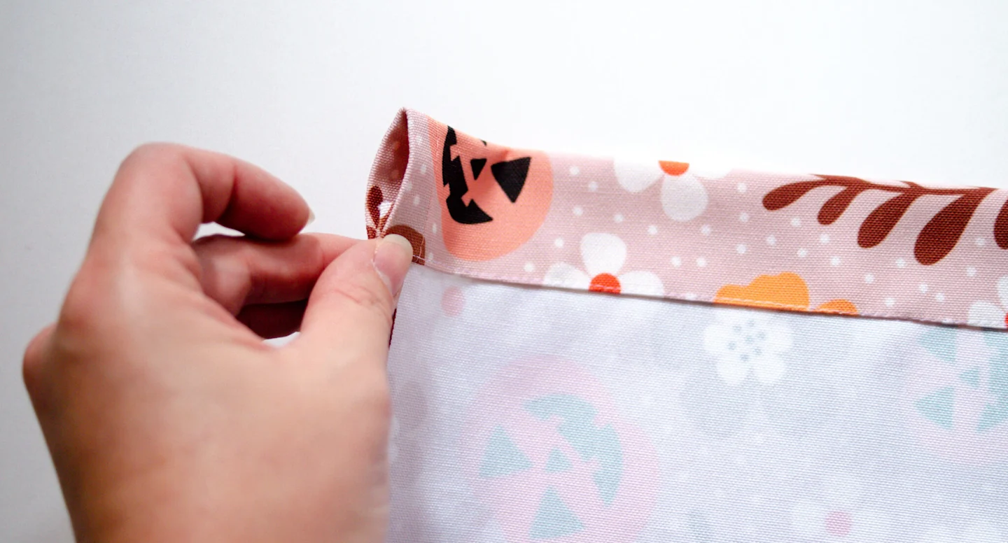 Finished casing for the garden flag, folded at the top