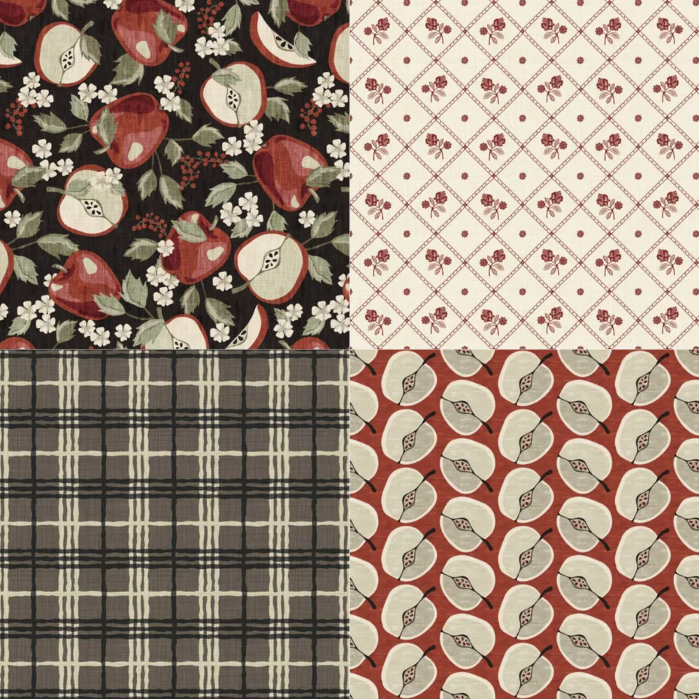Four apple themed designs.