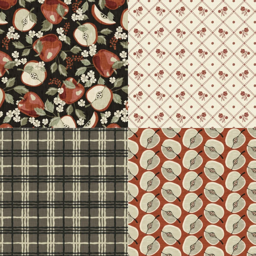 Four apple themed designs.