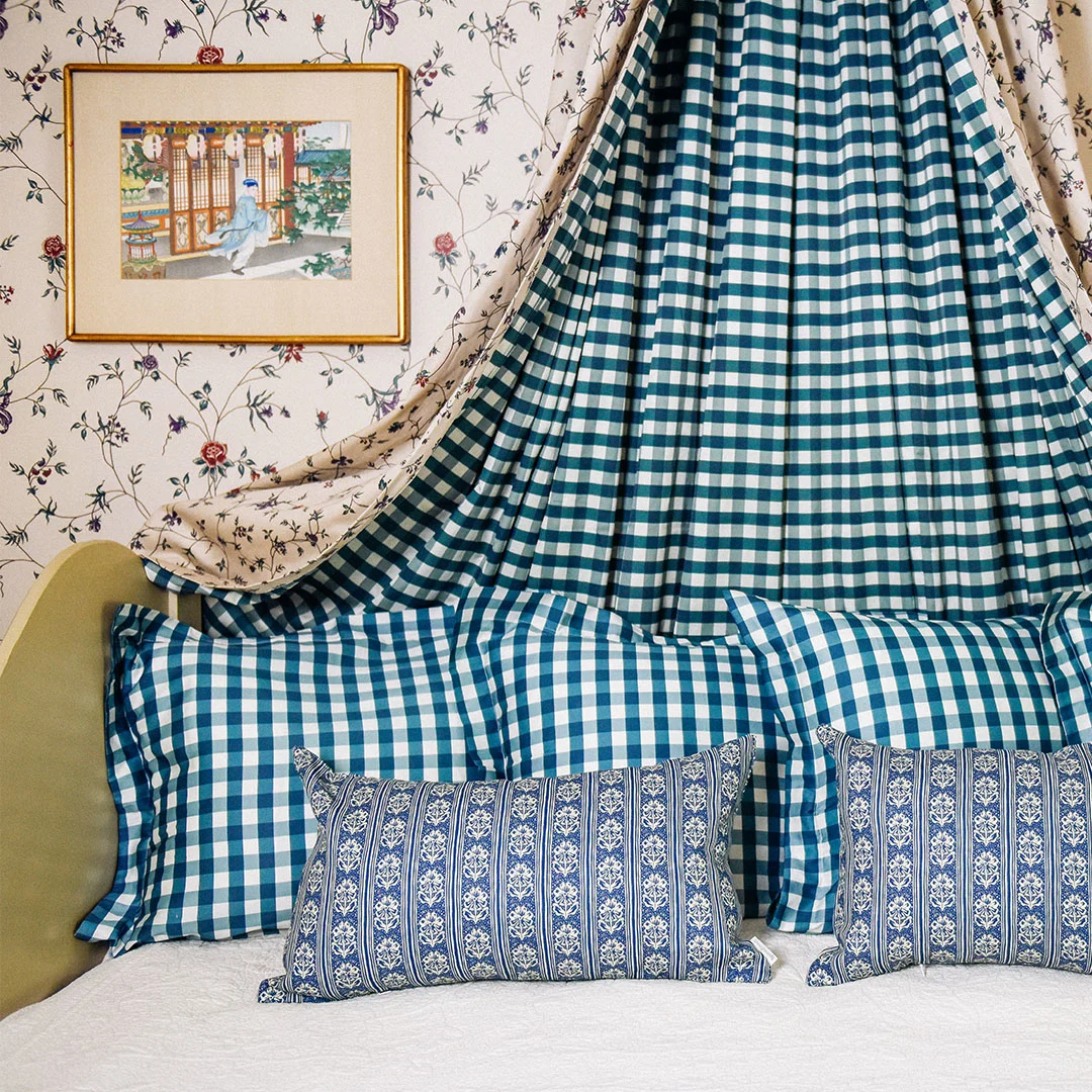 Bedroom with lumbar pillows