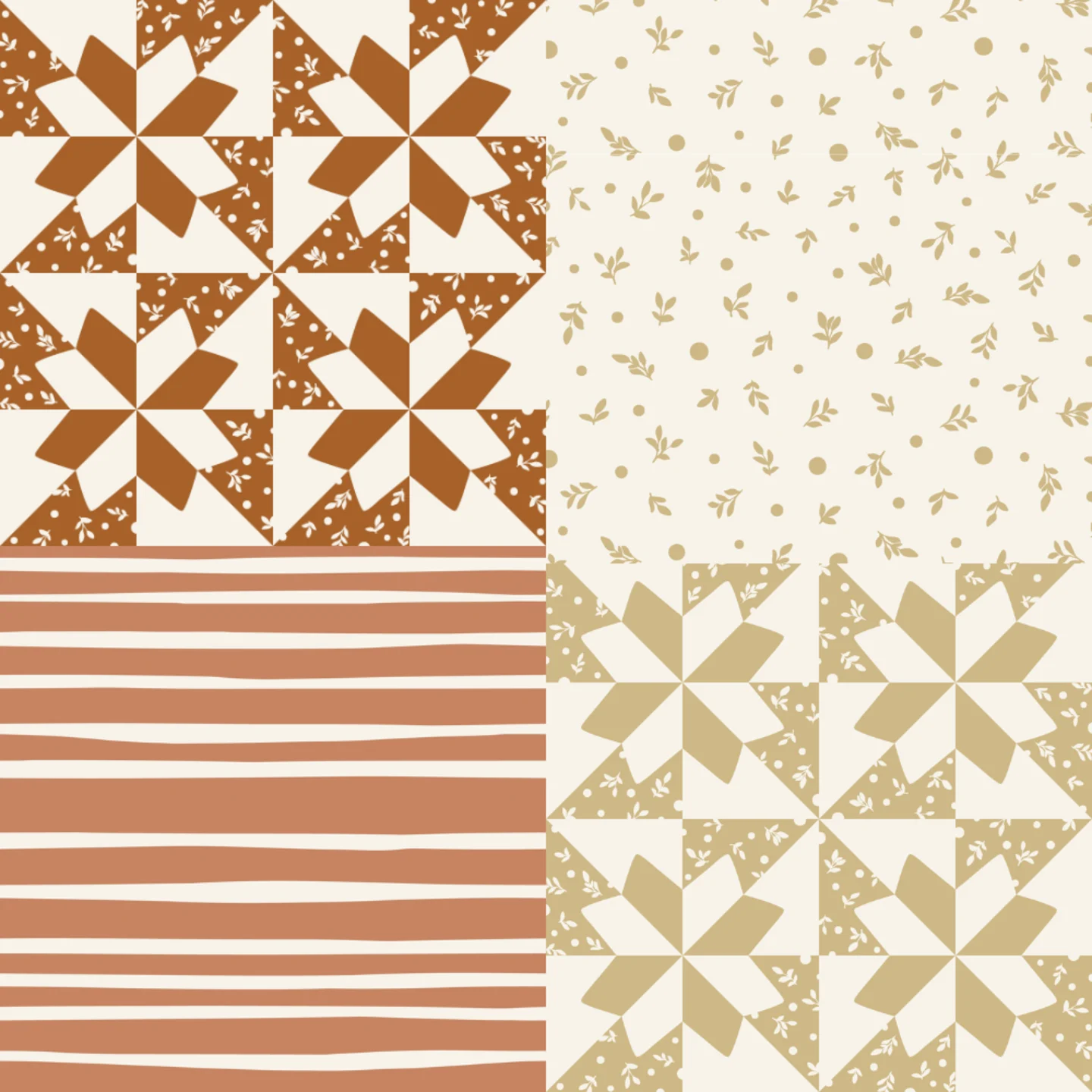 A grid of 4 patchwork designs from alderandbirchstudio