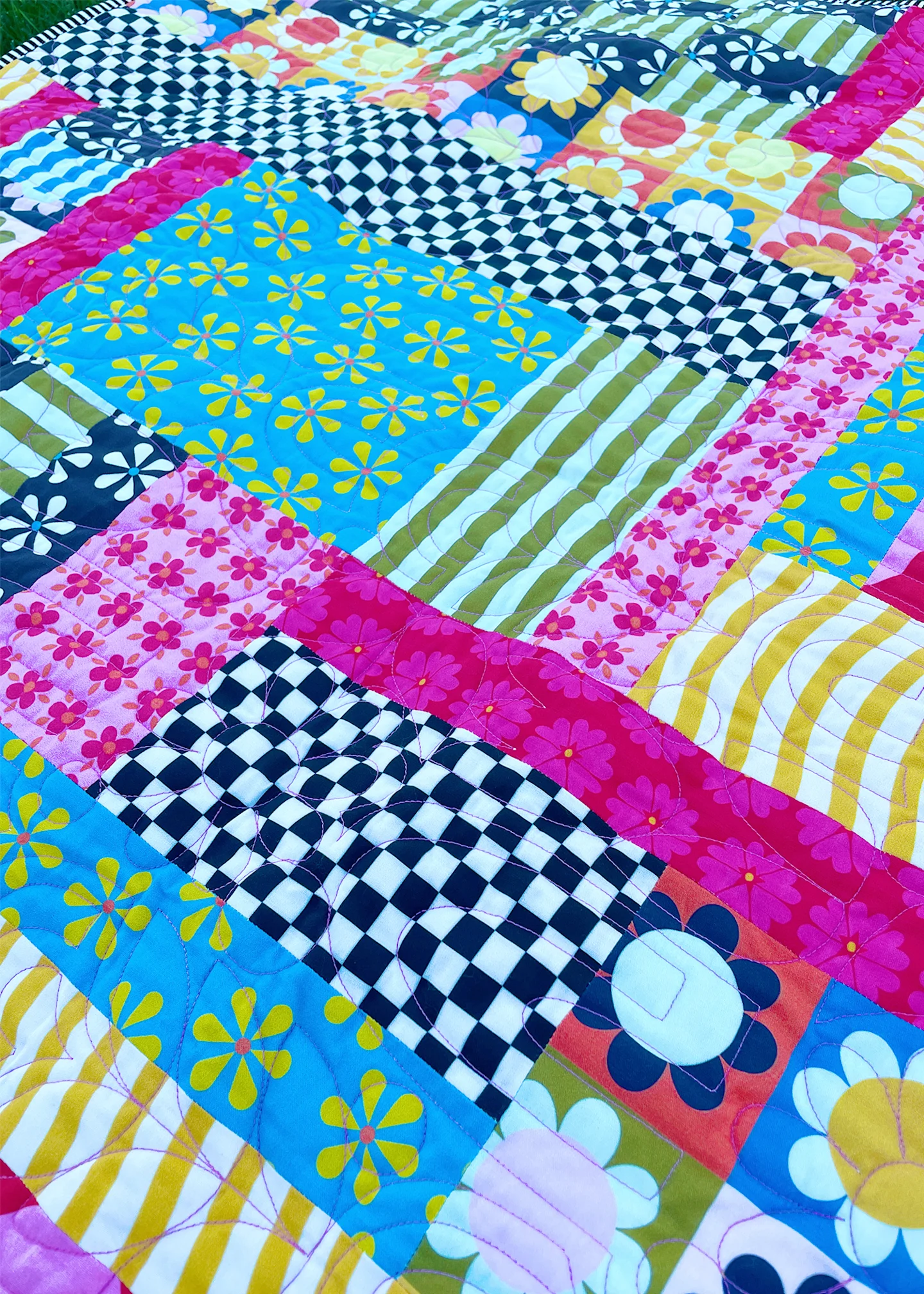 A closeup of Jenna Hall's finished quilt