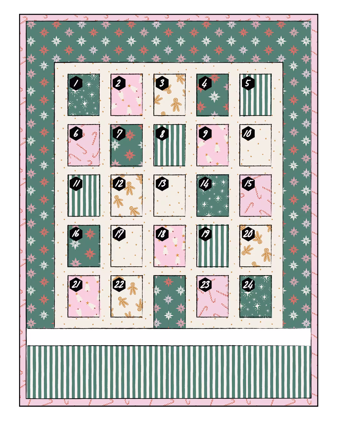 Mock up of TQandLPQPatternShop's Patchwork Advent Calendar