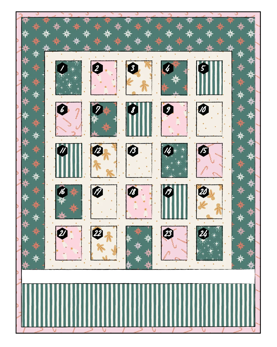 Mock up of TQandLPQPatternShop's Patchwork Advent Calendar
