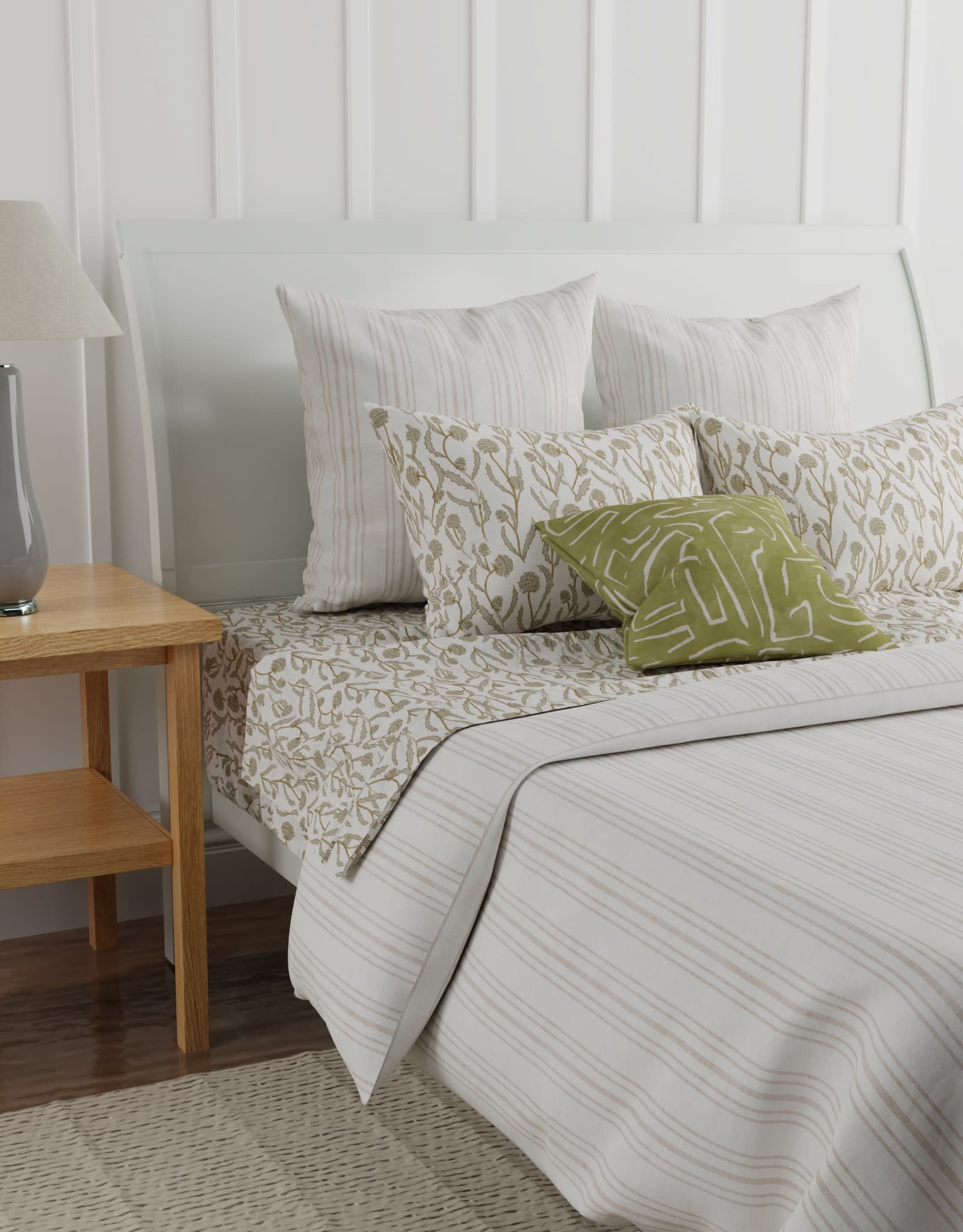 Neutral boho bedding