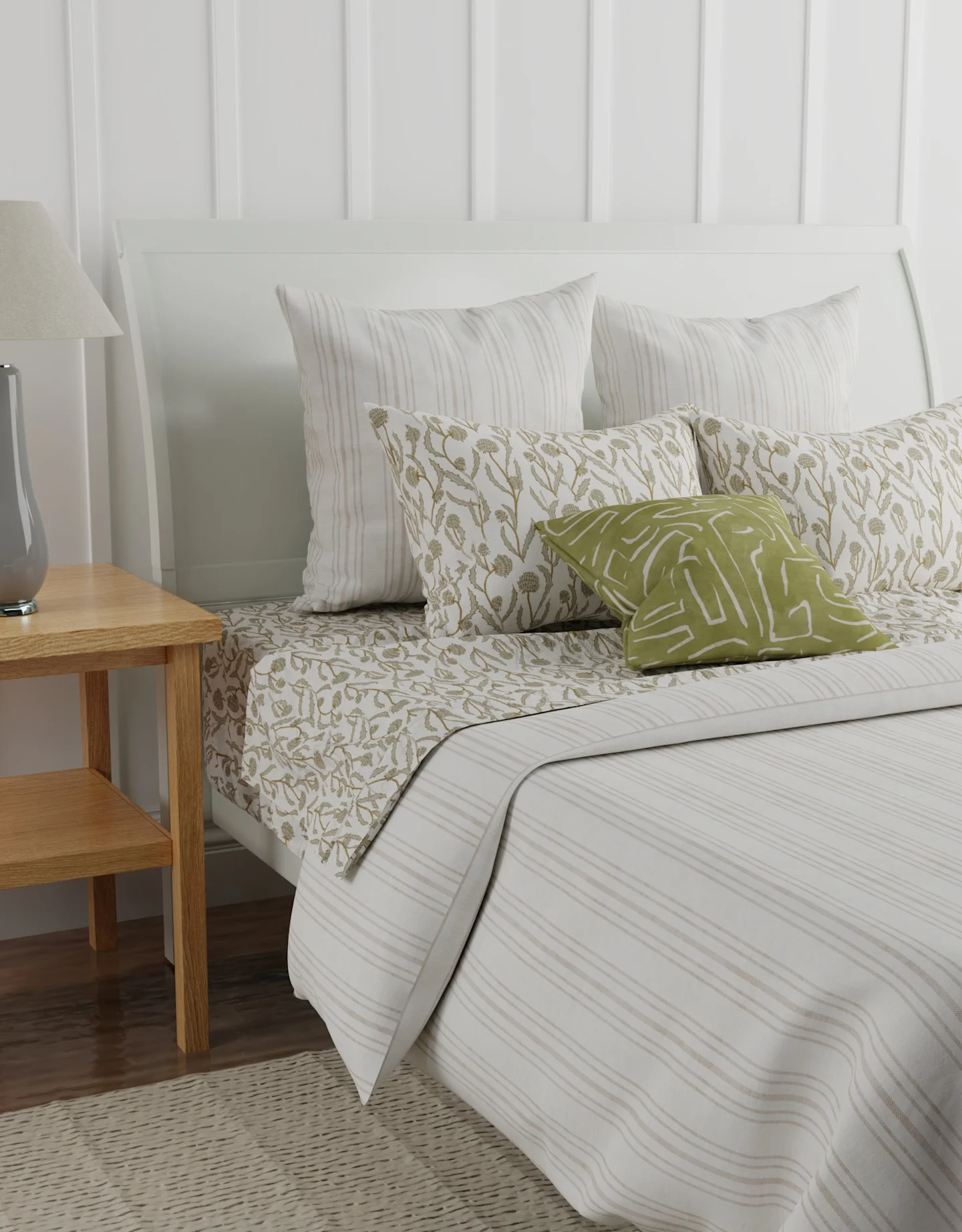 Neutral boho bedding