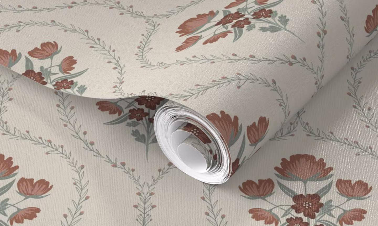 Roll of PVC-Type II wallpaper in French Country Floral by cheerfulcollective.