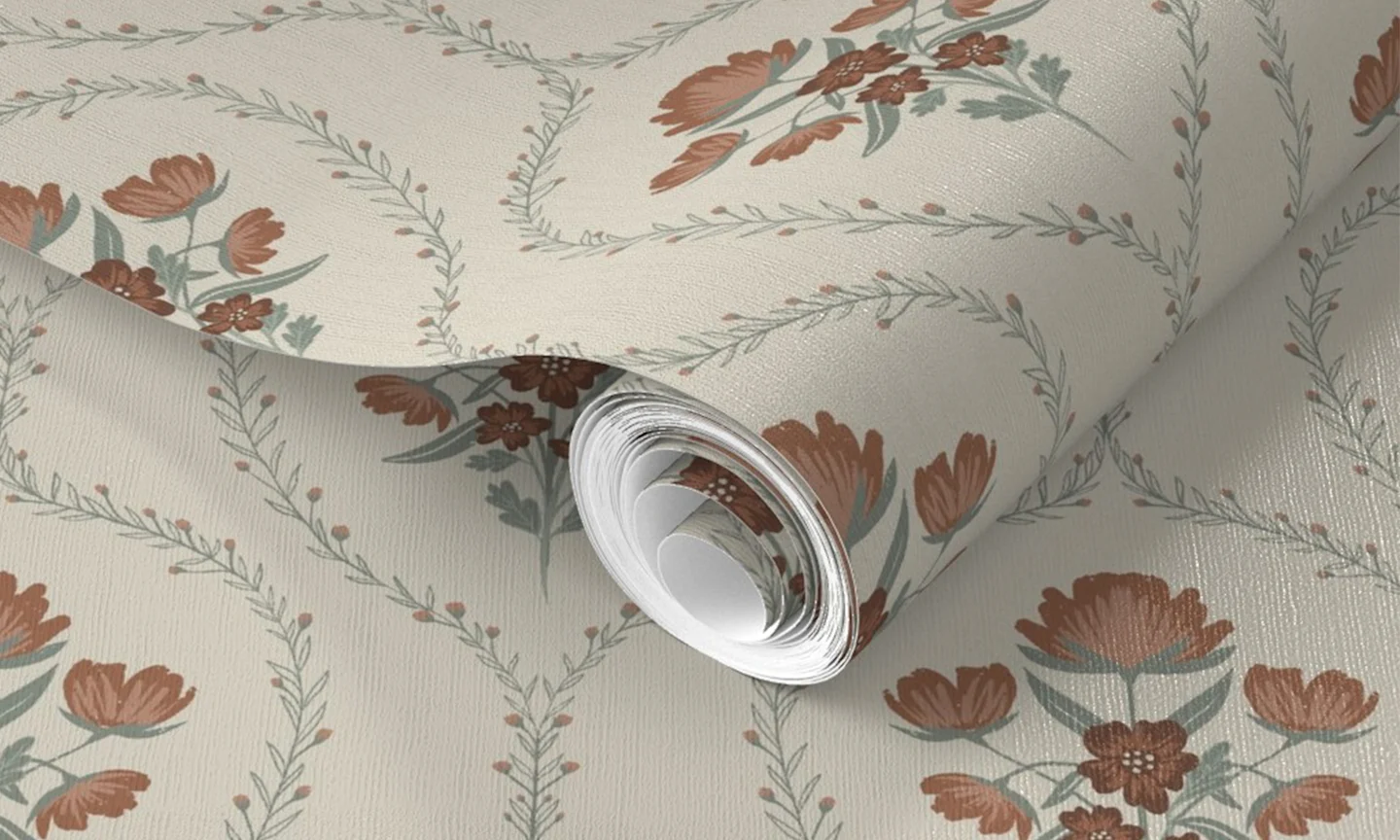 Roll of PVC-Type II wallpaper in French Country Floral by cheerfulcollective.