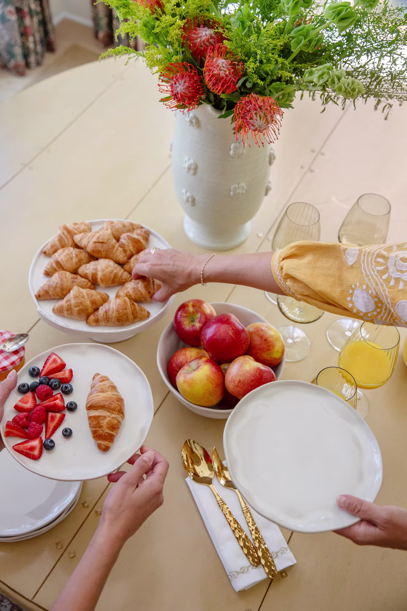 food on dining table