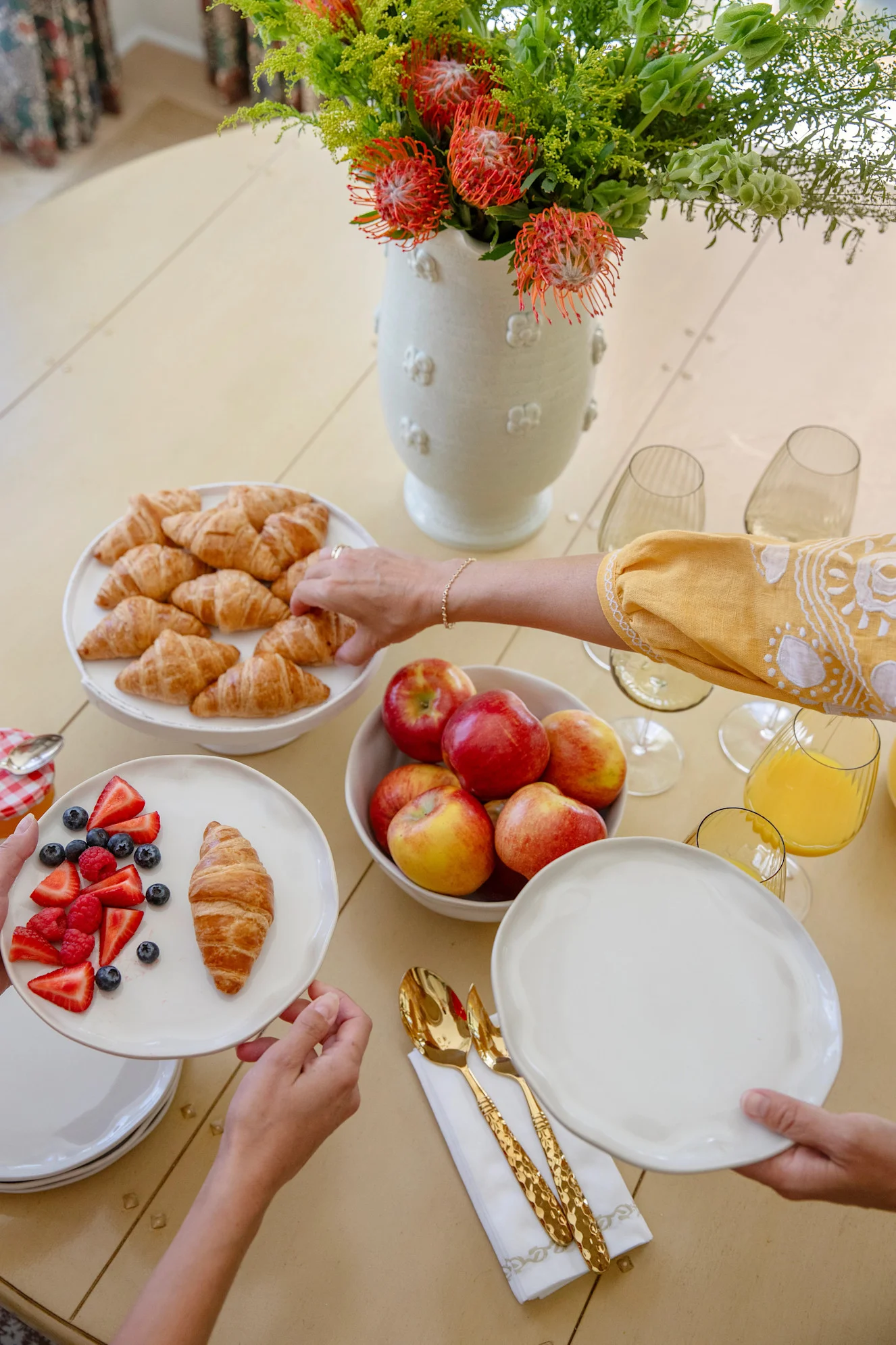 food on dining table