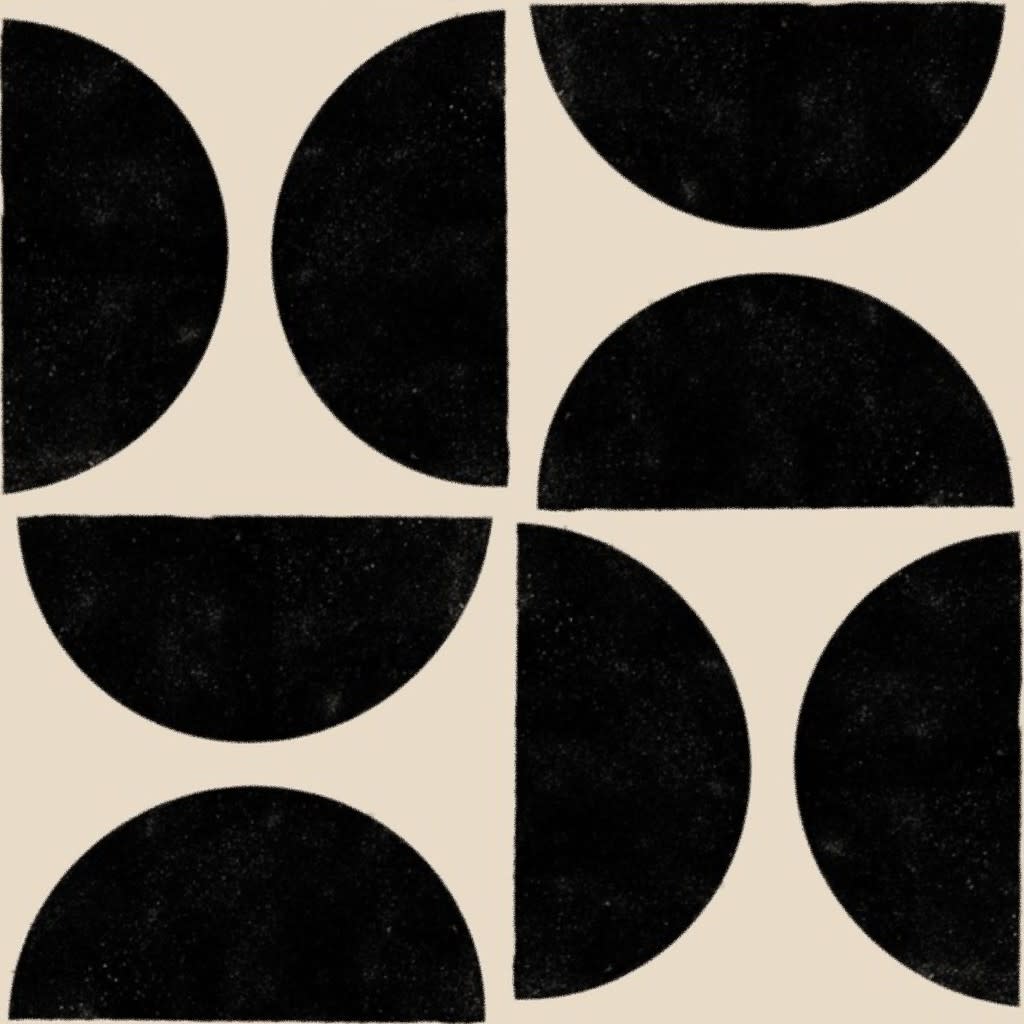 Half Moon in Black + Cream Wallpaper by latheandquill