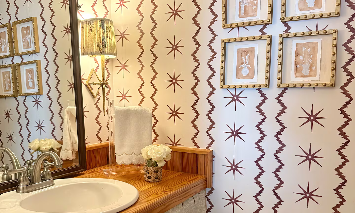 Bathroom with STARS AND STRIPES BROWN AND CREAM by danika_herrick.
