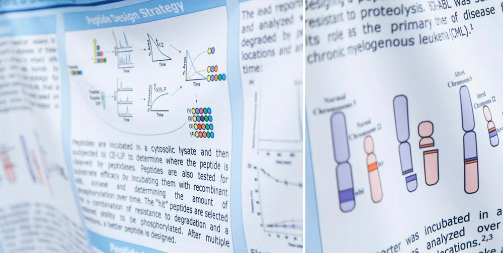 A close up of the fabric research poster. 