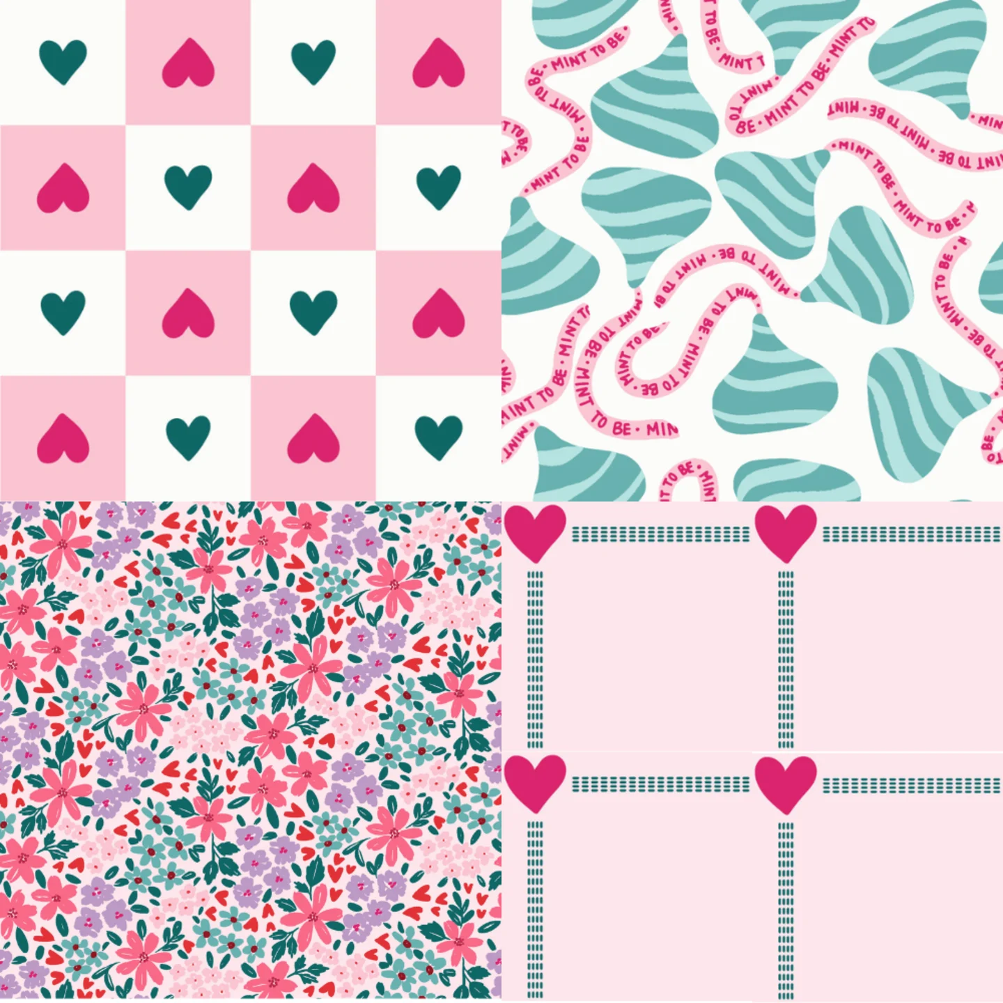 A grid of 4 Valentine's Day designs from caylanaylordesigns