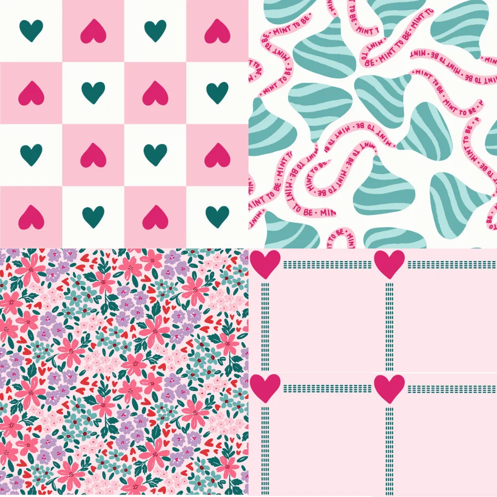 A grid of 4 Valentine's Day designs from caylanaylordesigns
