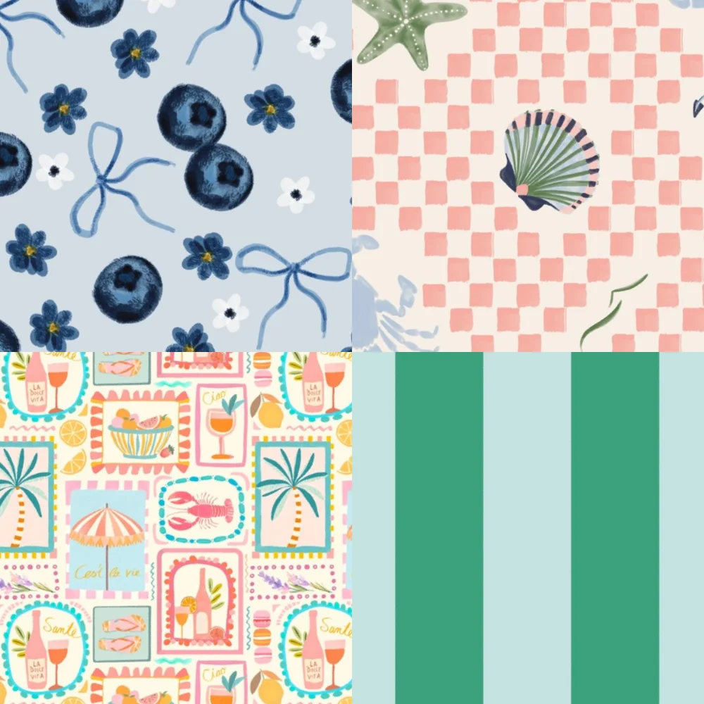 Four fabric patterns from the fresh picks for summer collection.