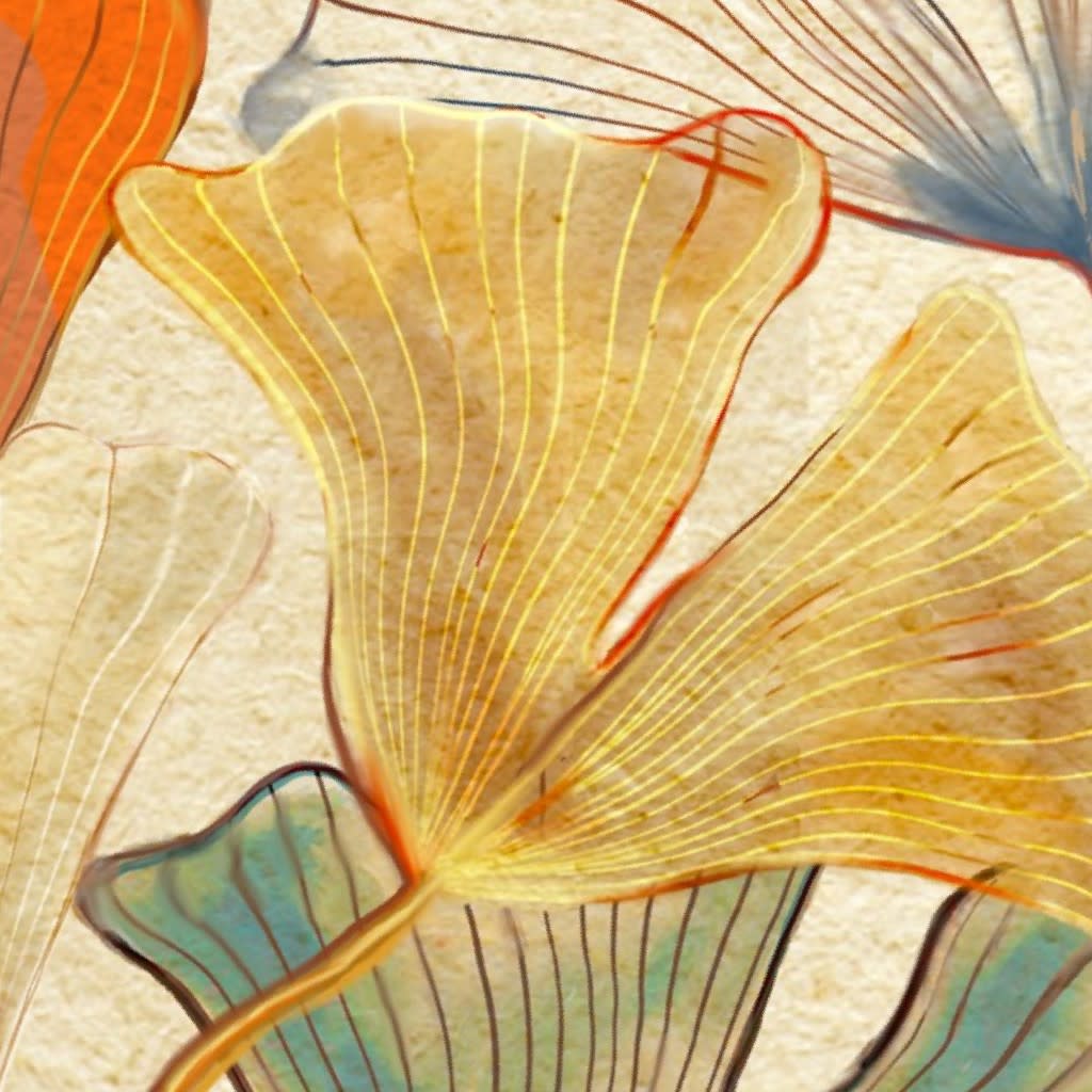 Ginkgo Leafs Fall colors Watercolor effect Wallpaper by wildwater