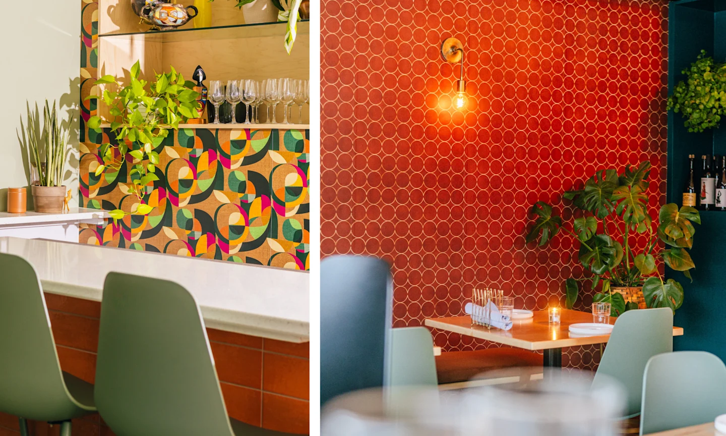 Bar and dining room at Ajja