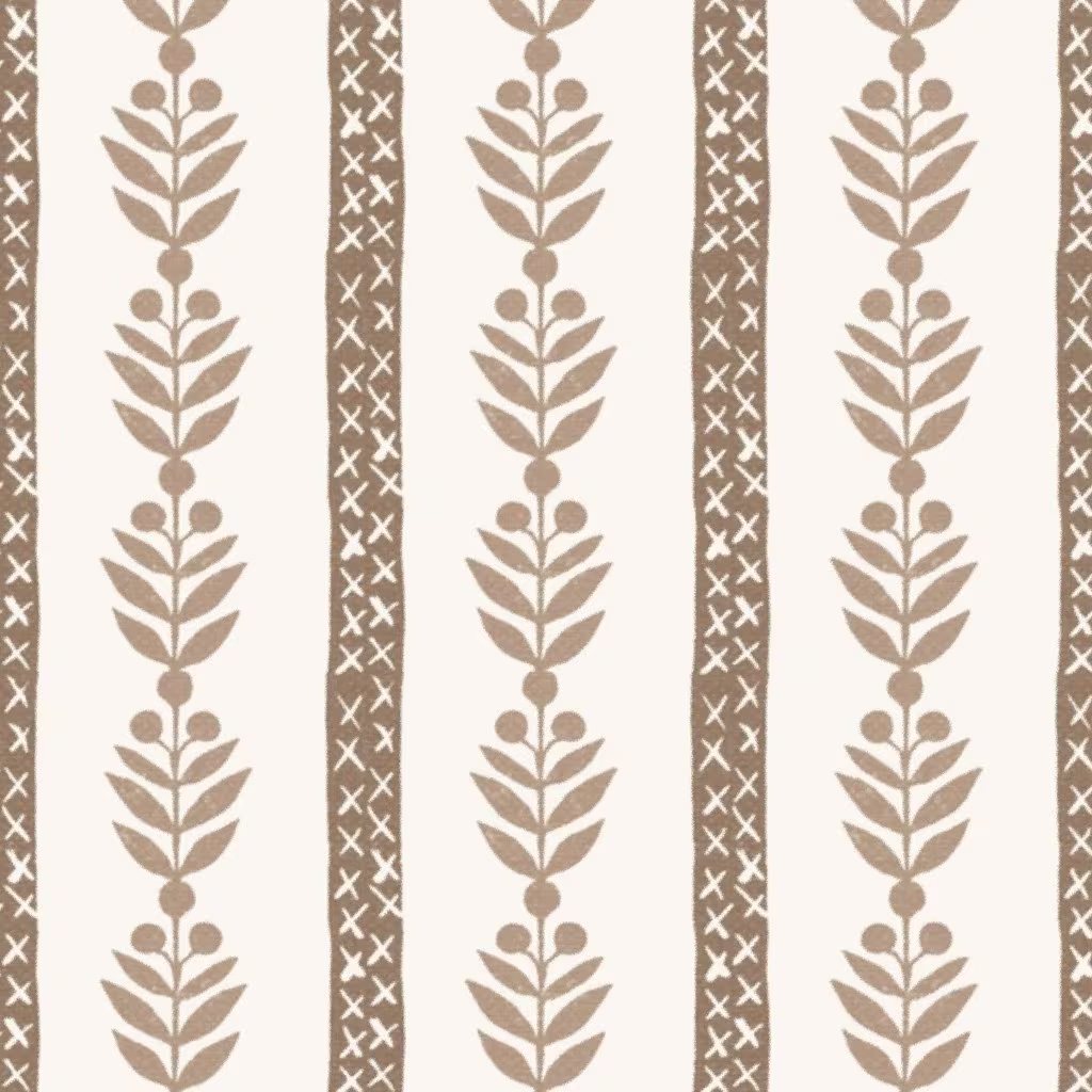 Neutral floral printed fabric